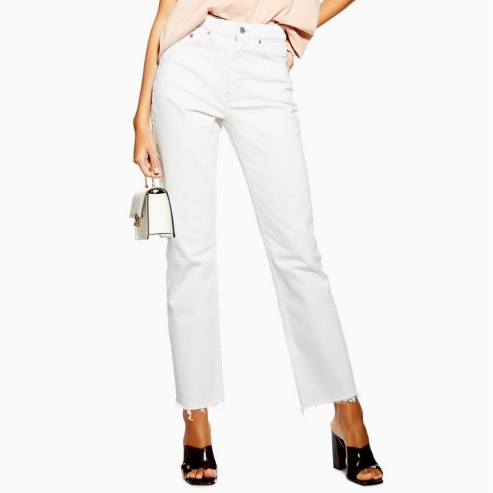 Topshop Ecru Straight Jeans